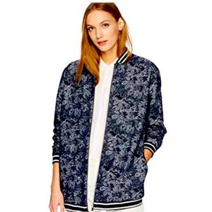 Blue Patterned Oversizrd Tahari Bomber